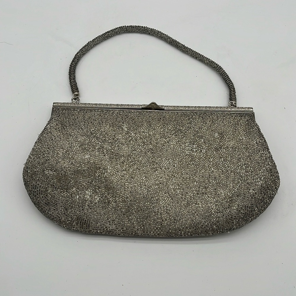 Unbranded Silver Beaded Small Wristlet Clutch